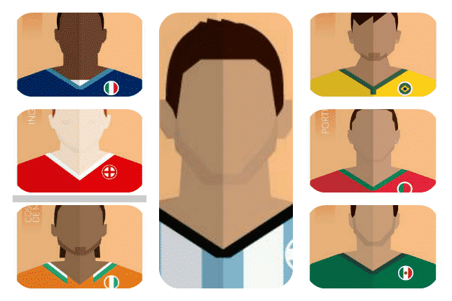 Ilustraciones de Las Estrellas del Mundial de Fútbol Brasil 2014
